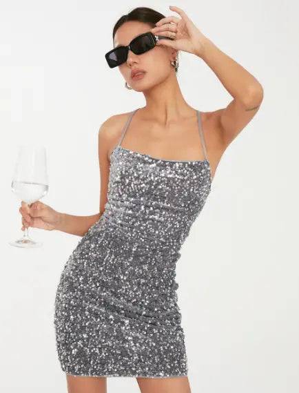 Summer Fun Short Sequin Strap Dress - Urban Trend Fashion