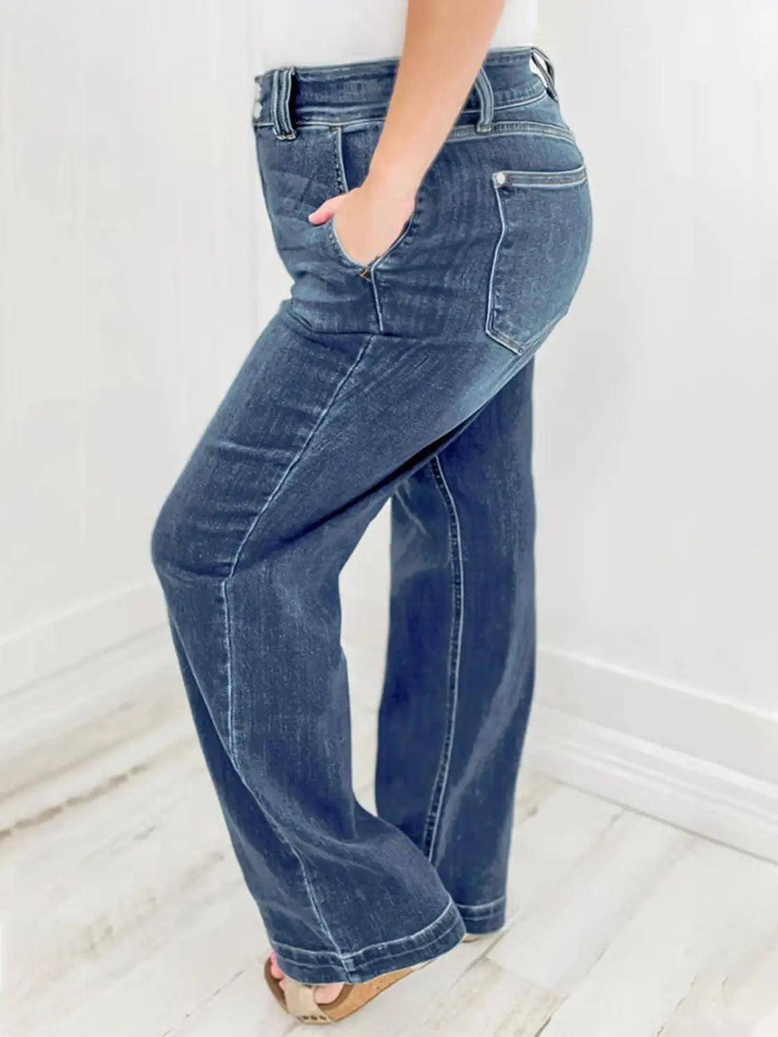 Washed Straight Leg Jeans pants - Urban Trend Fashion