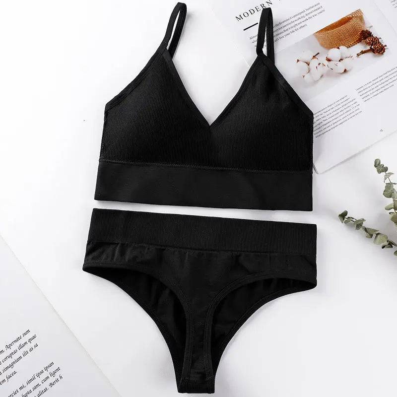 Women Bra Panties Set Push Up Sports Bra Set Sexy G-String Seamless Active Bra Thong Lingerie Set Fitness Crop Top Underwear - Urban Trend Fashion