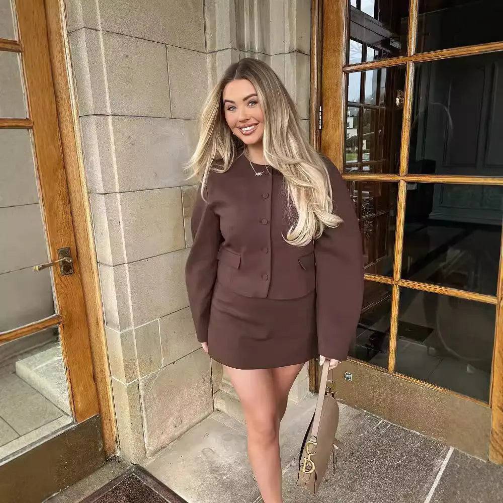 Women's Suits Coat Mini Skirt Suit - Urban Trend Fashion