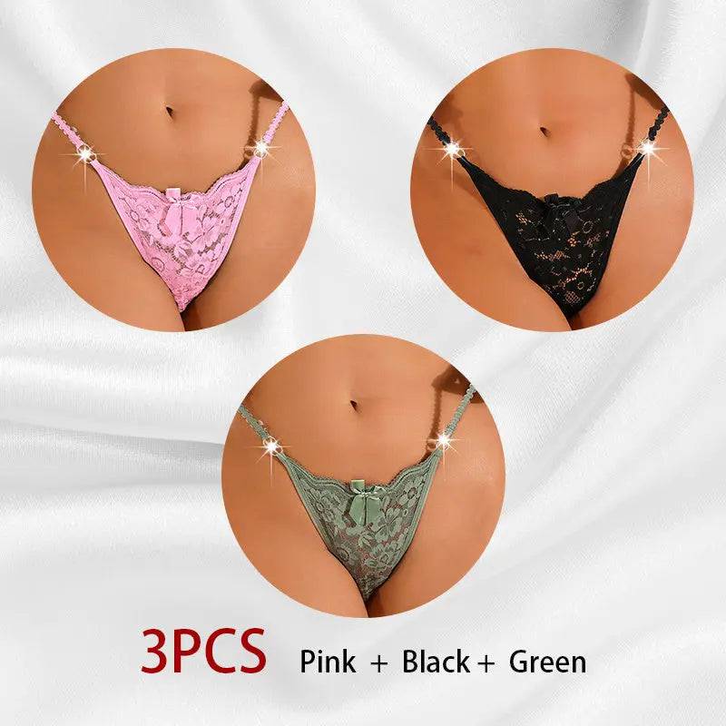 Women's Thong Lace Hollowed Out Mesh Gauze Panties Women's Traceless Panties - Urban Trend Fashion