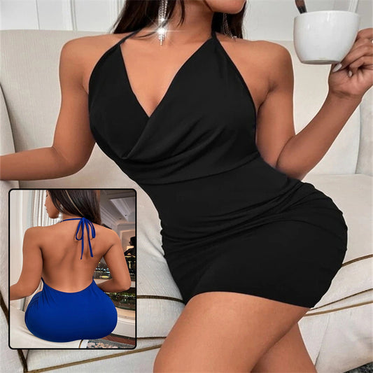 Summer Deep V-neck Dress Temperament Sling Backless Halter Dresses Women's Clothing - Urban Trend Fashion