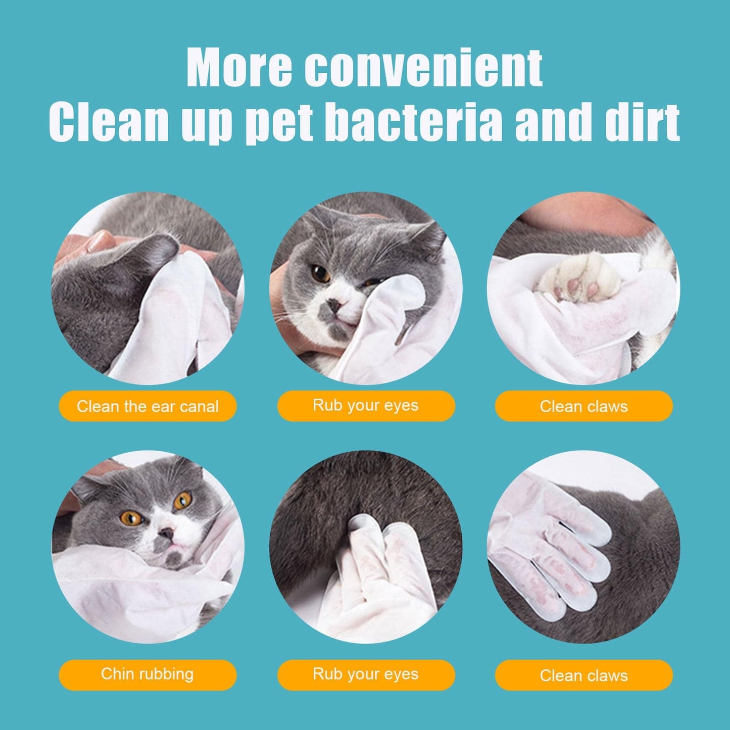 Yegbong pet hair removal wipes Clean wipes no-bath non-woven gloves for felines - Urban Trend Fashion