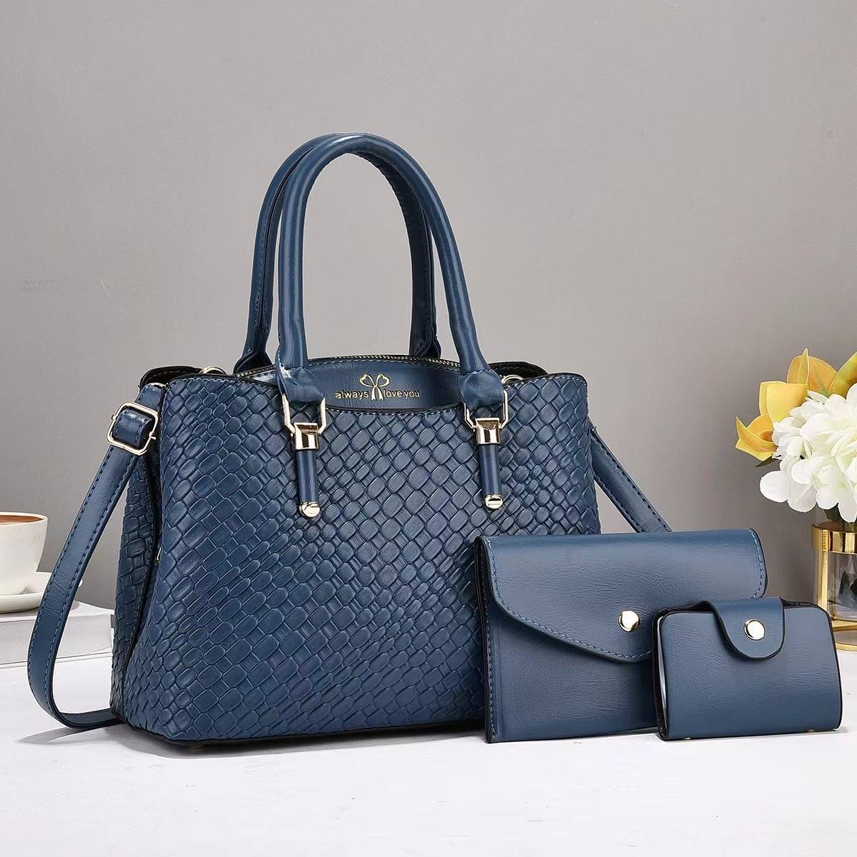 Woven Texture Three-piece Set Large Capacity One Shoulder Combination Bags - Urban Trend Fashion