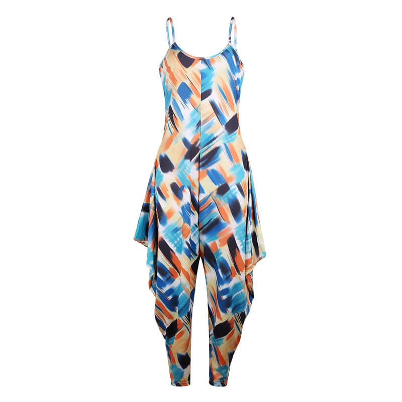 Printed Loose Suspenders Women Jumpsuit - Urban Trend Fashion