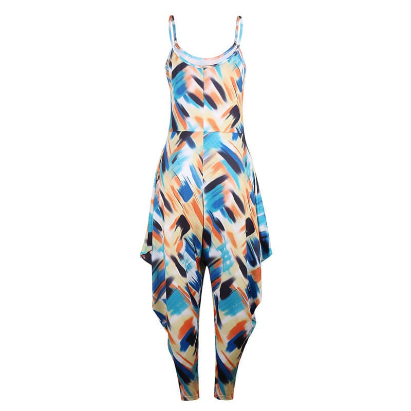 Printed Loose Suspenders Women Jumpsuit - Urban Trend Fashion