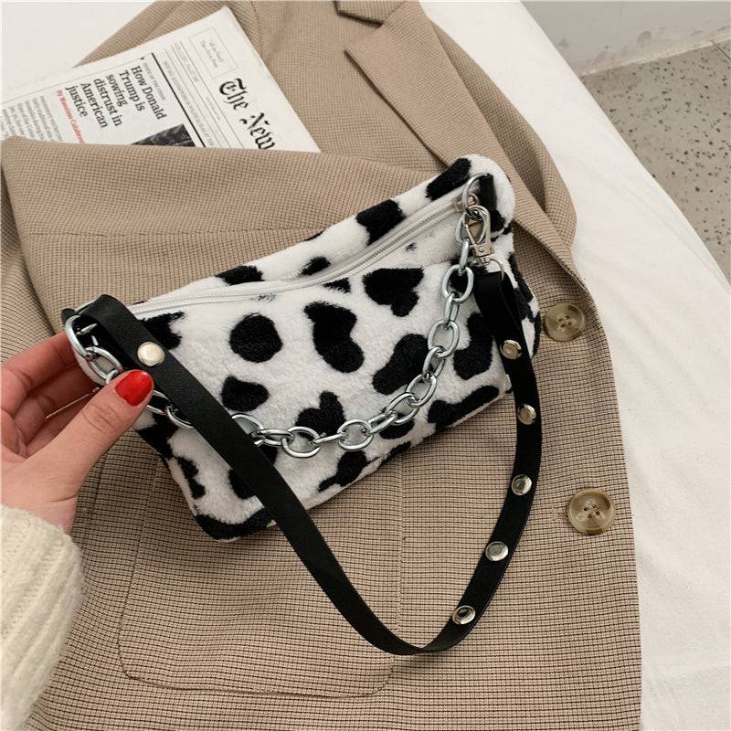 Leopard Pattern Plush Bag Personality Diagonal Women Bag Chain Bag Bag Shoulder - Urban Trend Fashion