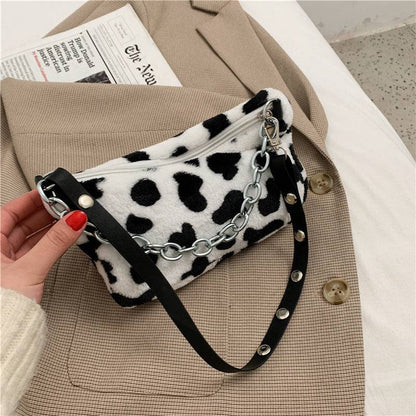 Leopard Pattern Plush Bag Personality Diagonal Women Bag Chain Bag Bag Shoulder - Urban Trend Fashion