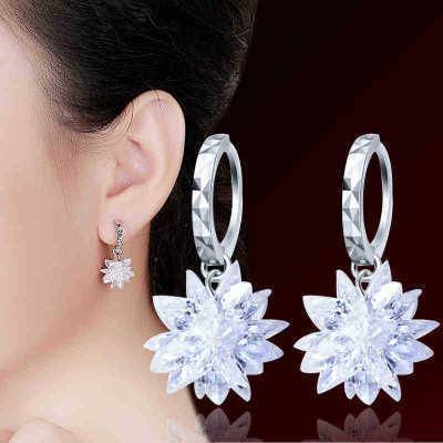 New fashion pure beauty ice 925 silver earrings hypoallergenic non-fading earrings - Urban Trend Fashion